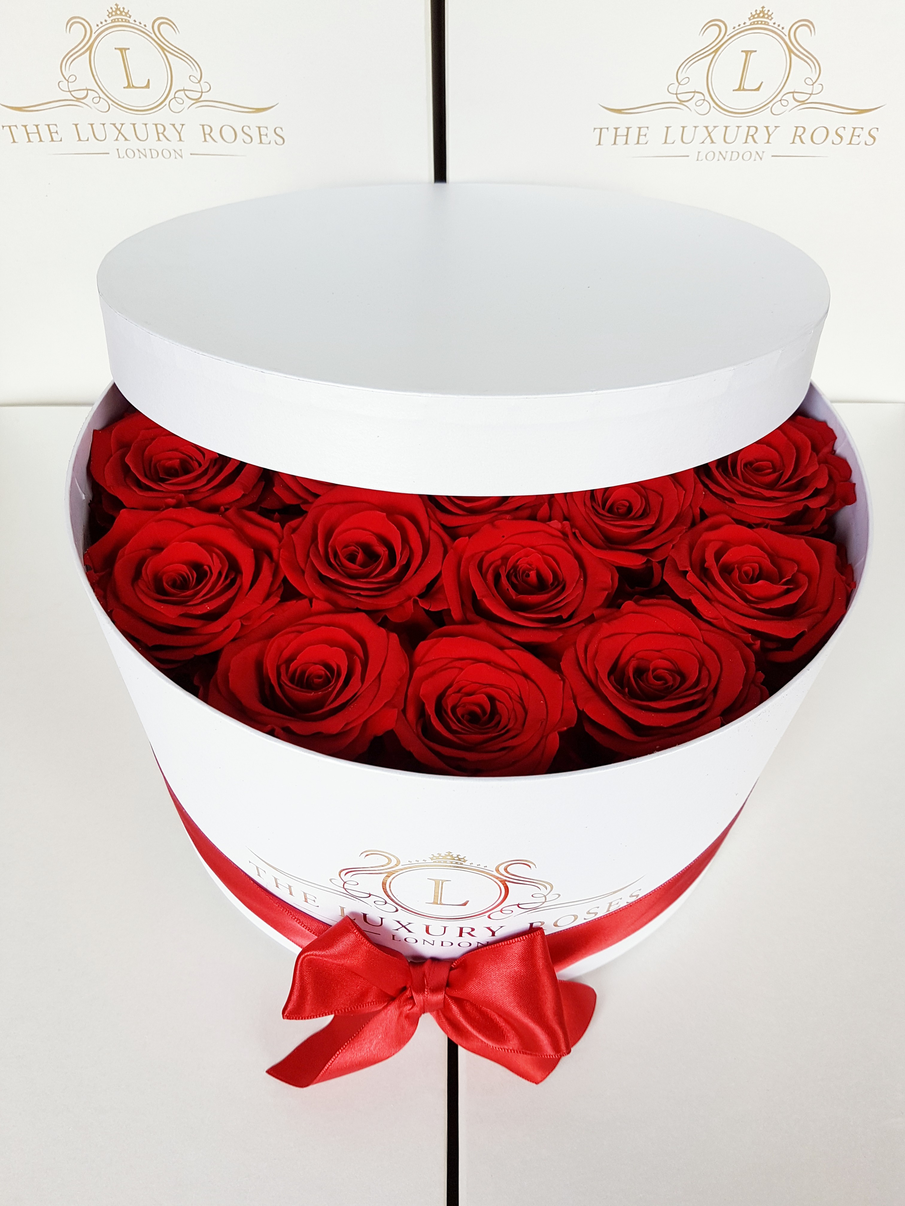 Large white box of infinity roses that last a year Preserved Rose